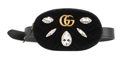 Crystals GG Marmont Belt Bag, Velvet, Black, 525040, S/DB, 2*